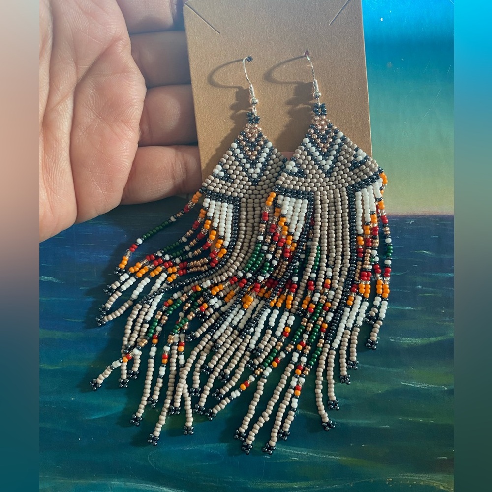 Seed Beads Bohemian Multi Long Drop Dangle Earrings XL